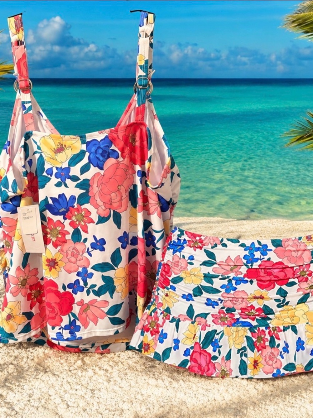 Liz Claiborne Plus Size 24W Floral Skirted 2 Piece Swimsuit Set